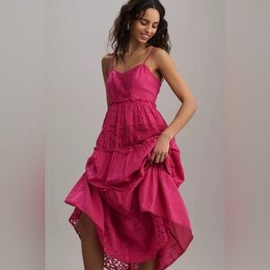 NWT Size M - Bhanuni by Jyoti Patchwork Lace Tiered Midi Dress